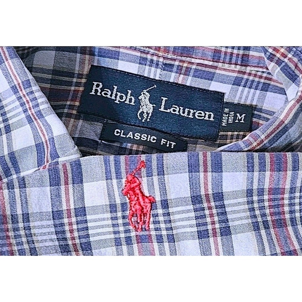 Ralph Lauren Colorful Purple Red  Blue Green Button Down Shirt M Easter Plaid